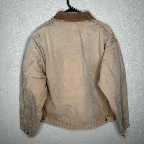 VTG 90’s Carhartt Detroit Blanket Lined Work Jacket Trashed Sun Faded Size Small - Picture 4 of 11